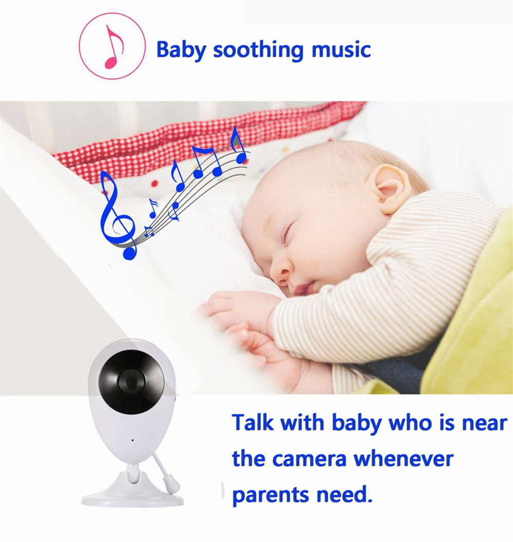 Wireless Baby Audio Monitor 2.4 INCH TFT LCD Display Two Way Talk Night Vision Security Camera Monitoring for Baby Security 10