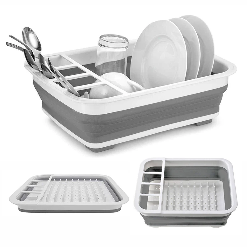 Antimicrobial Dish Drying Rack Collapsible Dish Rack Over-The-Sink