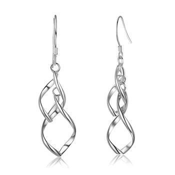 

New Allergy Long Drop Earrings For Women Golden Silvery Graceful Double Twisted Water Hanging Drop Earring Jewelry Wedding Gifts