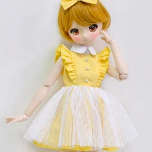BJD Doll Clothes Yellow Blue dress Lace bubble skirt one-piece 1/4 MDD MSD lovely 1PCS Custom Gift for girls Doll Accessories