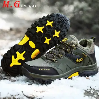 

Trekking Men Casual Shoes Waterproof Leather Mens Sneakers for Man Winter Warm Climbign Snow Shoe Plus Size Low Men's Shoes D01