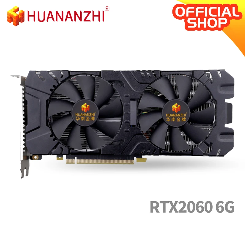 Видеокарта HUANANZHI RTX 2060 6G 192Bit GDDR6 14000MHz 1365MHz HDMI DVI DP 12Nm 1408Units 160W для игр|Графические