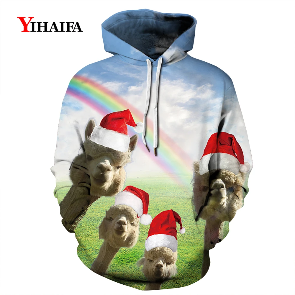 

Fashion Sweatshirt 3D Hoodies Christmas Rainbow Sheep Graphic Men Man Streetwear Pullover Tracksuit Hip Hop Hoodie Tops