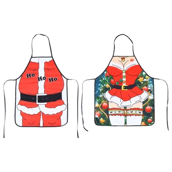 

2pcs Christmas Santa Claus Apron Creative Cooking Apron Kitchen Supplies