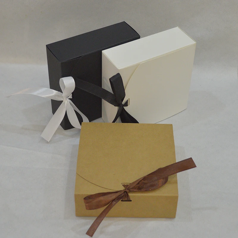 10pcs Gift Box With ribbon Large Packaging Kraft Paper boxes For Gifts Candy Cake Jewelry/gifts/party/toy Packing | Дом и сад