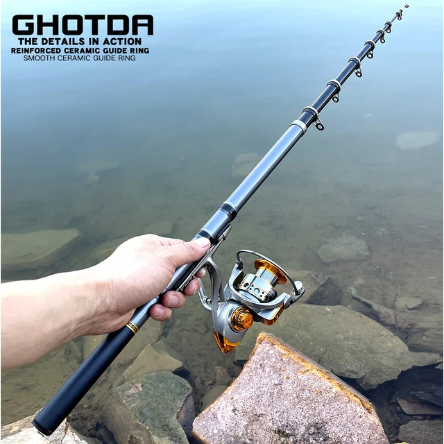 Short Carbon Fiber Spinning Fishing Rod Pole And Fishing Reel