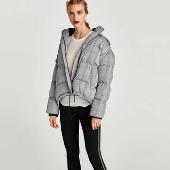 

Winter Short Women's Hooded Cotton Clothing Slim Thick Warm Solid Color Casual Velvet Button Decorative Cotton Clothing