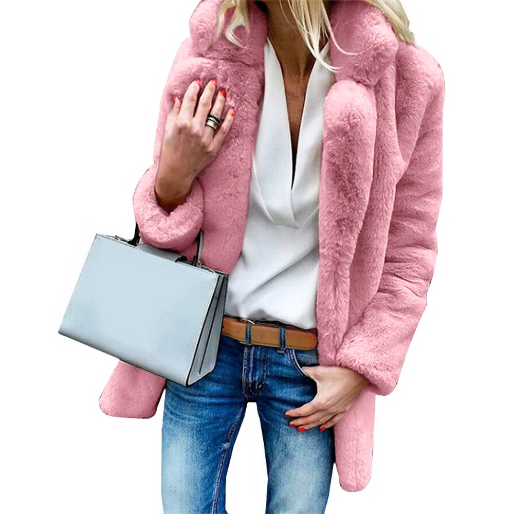 Длинная куртка с капюшоном из искусственного меха; зимняя теплая приталенная куртка-парка с поясом; коллекция года; Casaco Feminino Chaqueta Mujer; модная уличная одежда с капюшоном - Цвет: rose red3 Thin