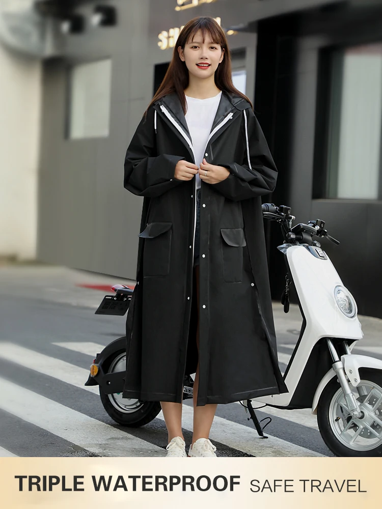 Motorcycle Raincoat Men's Raincoat Women's Raincoat Long Full-body Double Brim Rainproof Raincoat Electric Bike Riding Raincoat