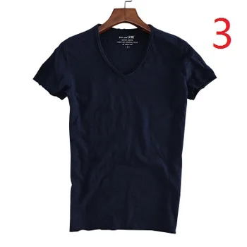 

Summer cotton slim T-shirt V-neck solid color half-sleeved white men's bottoming shirt youth wild short-sleeved t-shirt 4878