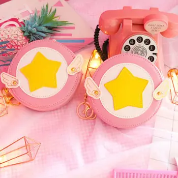 

1 Card Captor Sakura Wallet Cute Wings Coin Purse Girls Circular Small Money Bag
