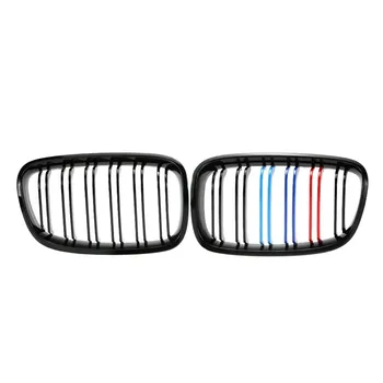 

Hot One Pair Front Center Kidney Grilles Gloss Black Mixed Color Grill for BMW F20 116i 118i 120i 125i 135i 2012-2014