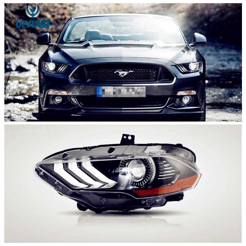 VLAND Factory для автомобильных головных ламп Mustang 2018 2019 с дневным ходовым светом +
