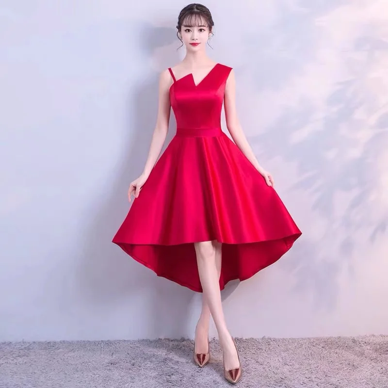 Сексуальное вечернее платье без рукавов, женское элегантное асимметричное длинное атласное платье с открытыми плечами, женское тонкое ТРАПЕЦИЕВИДНОЕ Макси платье Vestidos - Цвет: 1 wine red