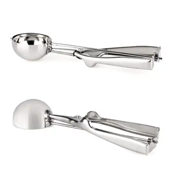 

3pcs Stainless Ice Cream Stack Scoop With Trigger Cookie Spoons Handle Fruit Player Kitchen Tool Set