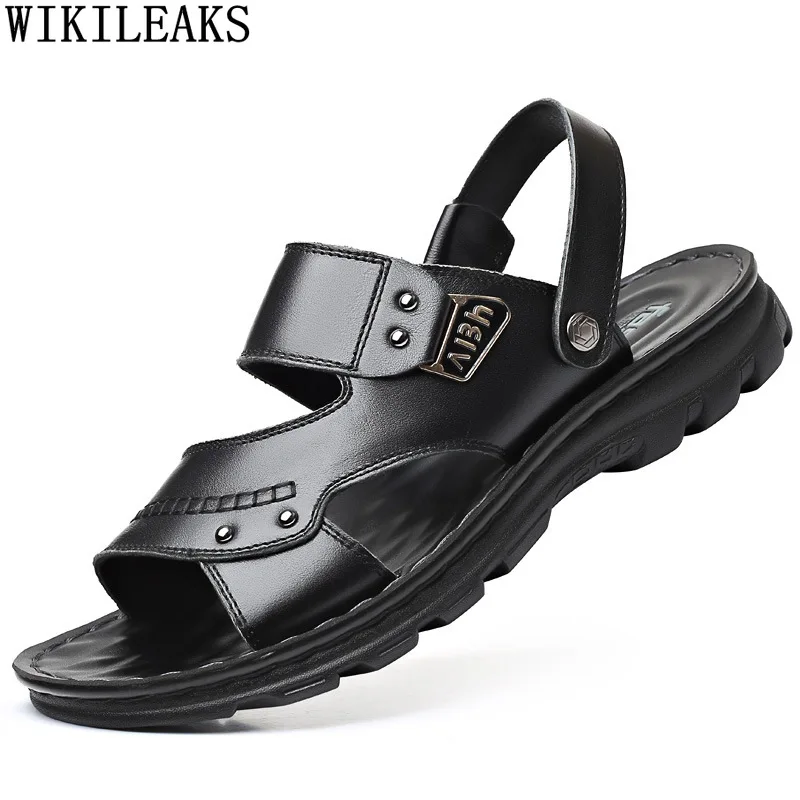 

Beach Sandals Men Brown Sandals Leather Beach Shoes Man Sandals Summer Sandals for Men Outdoor Chaussurs Homme Zapatos De Hombre