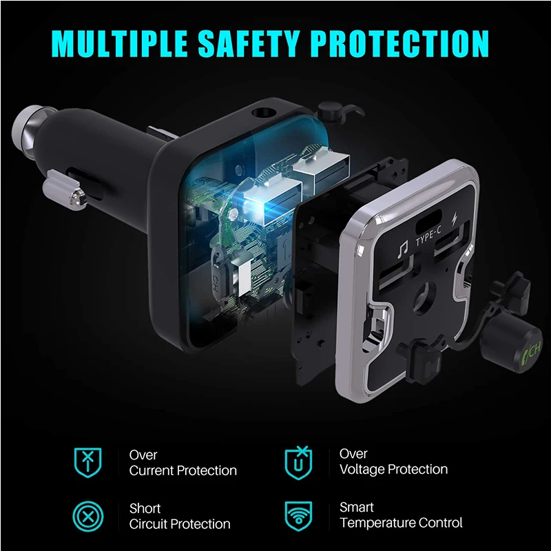 SRUIK Bluetooth/FM передатчик для автомобиля fm-модулятор/Bluetooth радио передатчик с двумя USB и тип-c зарядный порт автомобильный комплект