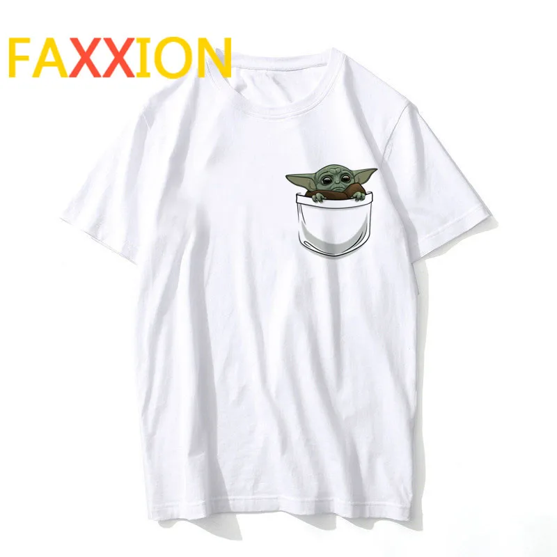 Мандалорская Футболка мужская хип-хоп для ребенка футболка с Йодой Мужская Футболка Harajuku одежда уличная одежда длиной до бедер Забавный Топ Звездные войны футболка
