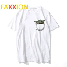 Мандалорская Футболка мужская хип-хоп для ребенка футболка с Йодой Мужская Футболка Harajuku одежда уличная одежда длиной до бедер Забавный Топ Звездные войны футболка