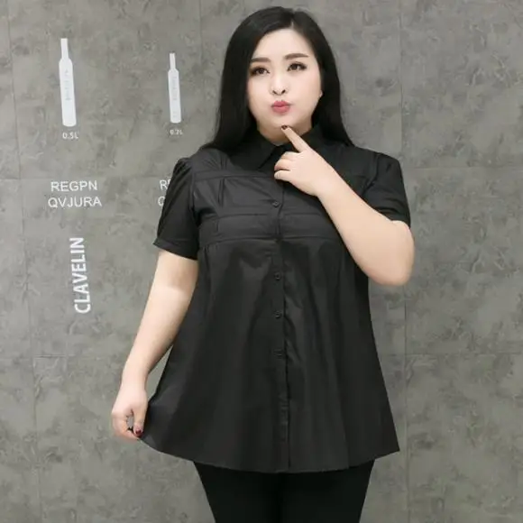 black short sleeve 9XL 8XL 7XL 6XL 5XL blusa social feminina женские блузки Осенняя рабочая одежда хлопковые Блузки Топы Строгая рубашка большого размера M286 - Цвет: black short sleeve