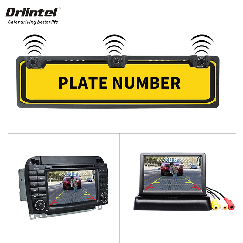 

European-style license plate frame reversing camera auto parts 8 LED reversing camera and reversing radar system
