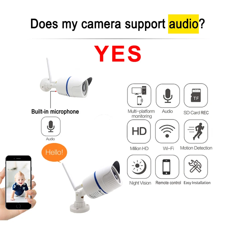 JIENUO 5MP Wifi Camera IP 1080P High Definition Outdoor Waterproof Audio Cctv Security Surveillance Wireless Onvif Home Camera