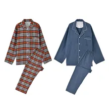 Two Piece New Cotton Pajamas Set Women Homewear Long Sleeve Trousers Comfort Autumn/Winter Plaid Warm Pajamas For Men And Women