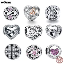 Горячая стерлингового серебра 925 полная любовь сердце бусы подходят wst браслет ювелирные изделия День рождения подарок любовника