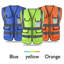 Унисекс Высокая видимость светоотражающий Мульти Карманы строительный защитный жилет безопасности жилет для спорта на открытом воздухе и операций