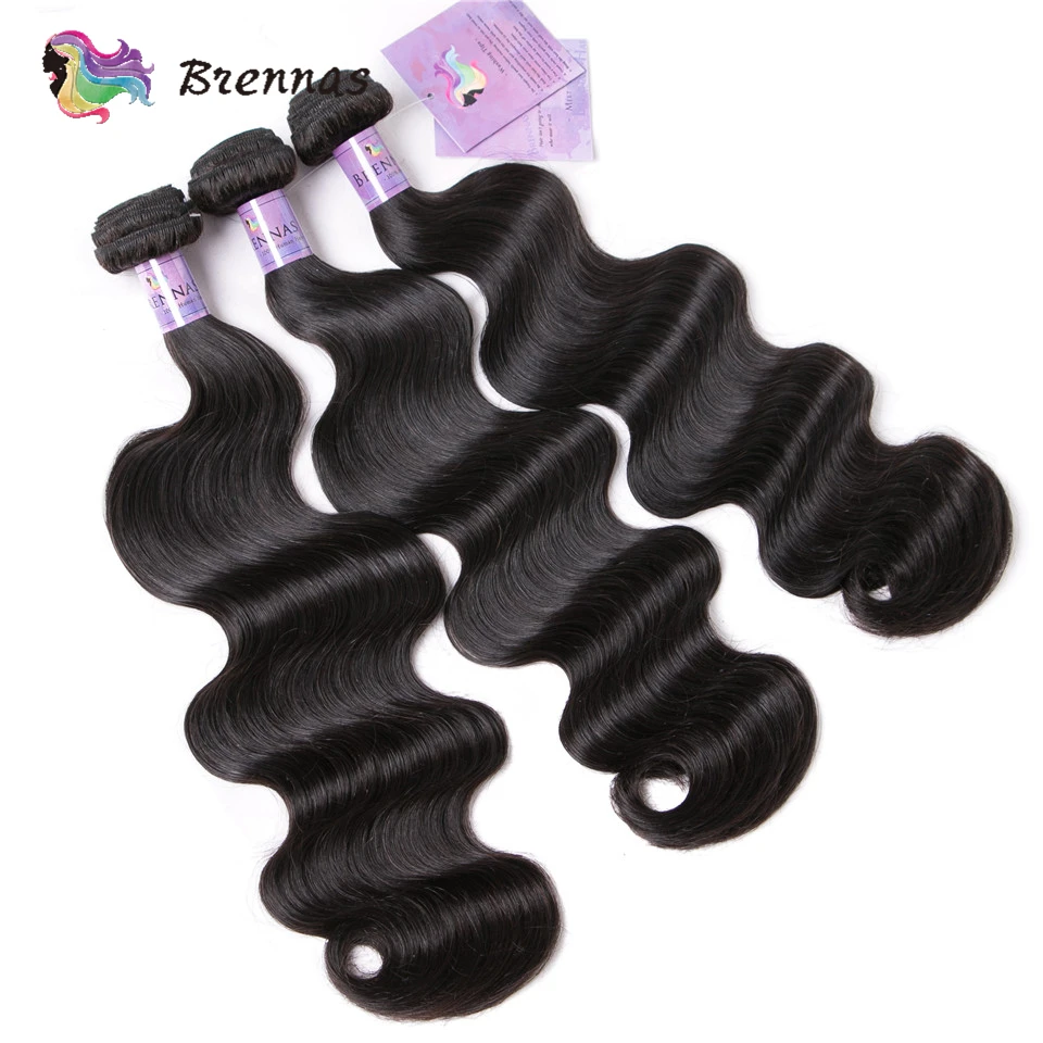Brennas малайзийские пряди волос с закрытием объемная волна с закрытием средний коэффициент натуральные человеческие волосы remy плетение 4X4 закрытие 8-26 дюймов