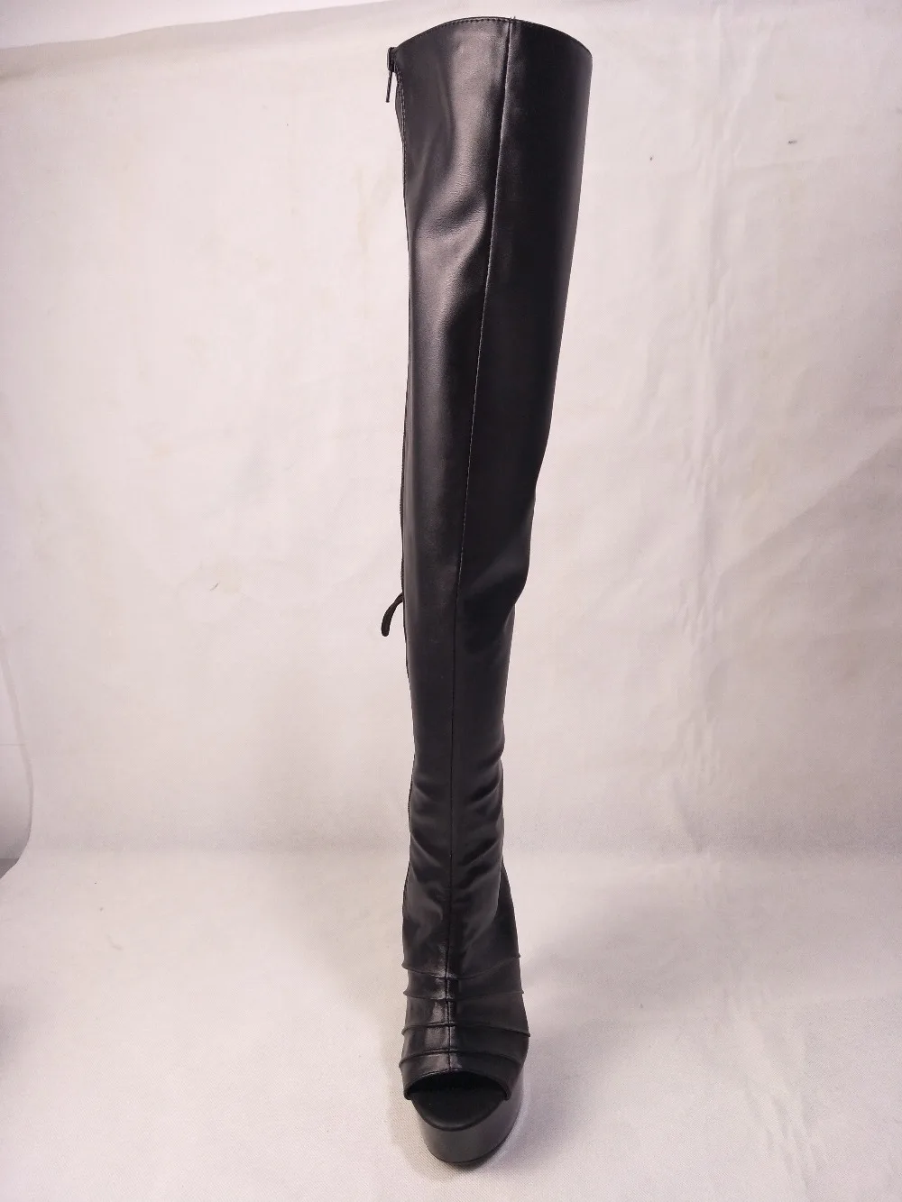 LAIJIANJINXIA/новая обувь на высоком каблуке женские Сапоги выше колена с вырезами Босоножки с открытым носком и ремешком сзади высокие сапоги до бедра на каблуке 20 см