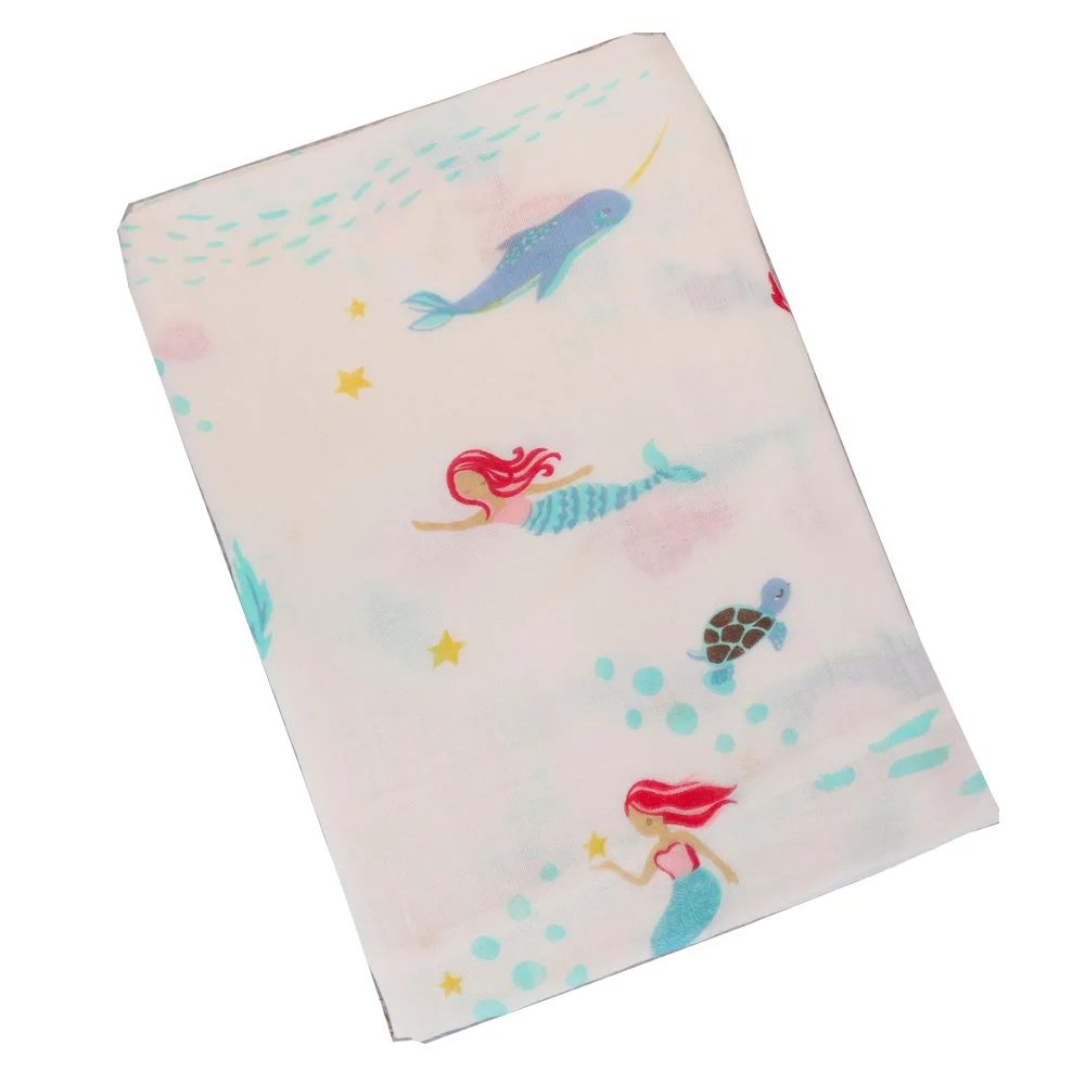 

Muslin Swaddle Blankets 100% Cotton Animal Pattern Baby Swaddle Wraps Soft Play Mat Infant Kids Receiving Blanket Stoller Cover