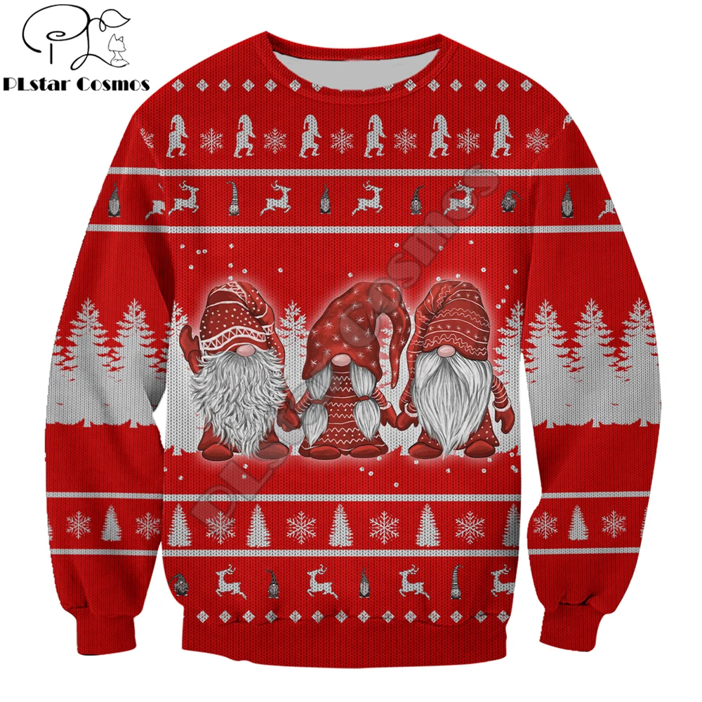 Merry Christmas Cute Gnome Red 3D Printing Men Autumn Hoodie Unisex Casual zipper hoodies Streetwear Jacket Tracksuits DK312
