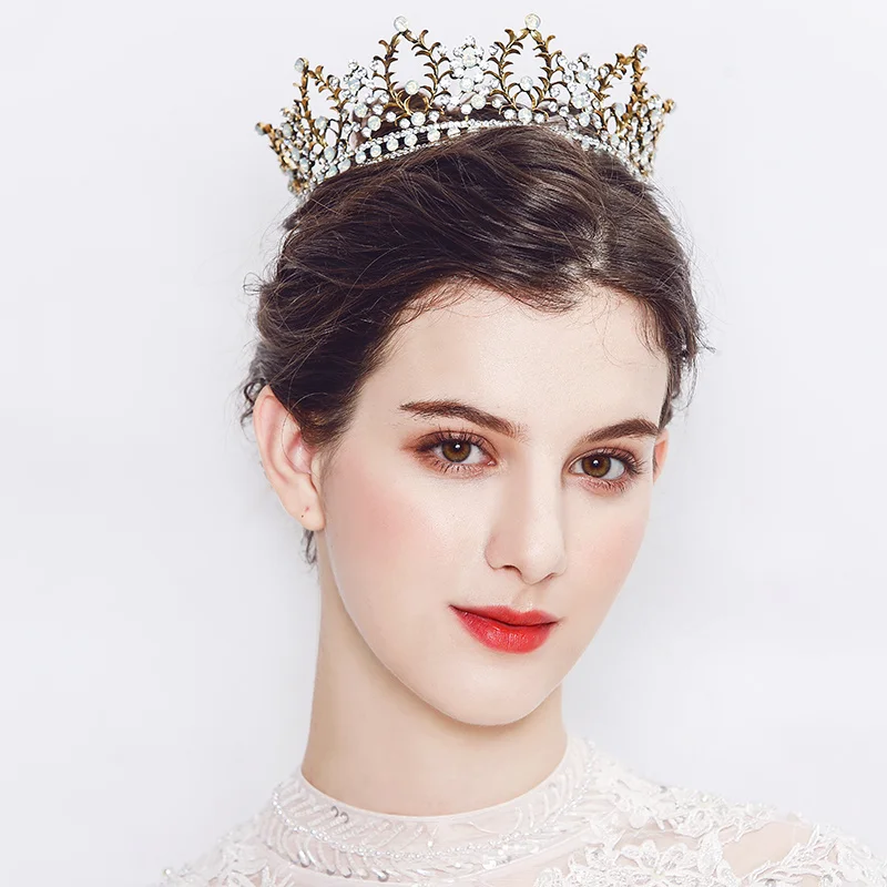 Новая круглая свадебная корона FUN BEAUTY инкрустированная Цирконом в стиле барокко