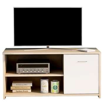 

Modern Oak Wooden TV Stand Table with large Storage Shelves & Storage Media Cabinet Console Tables for Living Room Furniture