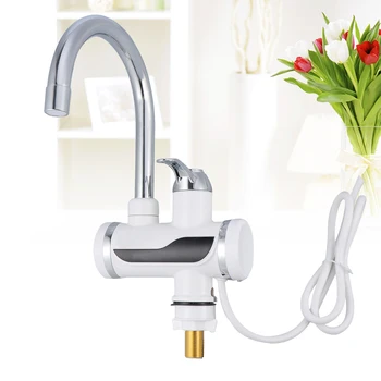 

Kitchen Faucet Stainless Steel LED Digital Display Hot And Cold Water Kitchen Tap Spout Mixer - EU Plug (Silver)