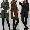 Women Jackets Wool Blends Loose Long Sleeve Two Breasted Belted Blends Jacket Coat Women Knee Length Wool Blends Womens Jackets ► Photo 1/6