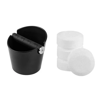 

4.8 Inch Shock-Absorbent Durable Barista Style Knock Box with 50Pcs Universal Descaler and Cleaning Tablets