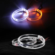 

2pcs White Yellow Angel Eyes Led Car Halo Ring Lights 12-24v Daytime Running Light DRL with Turn Signal for Car Motorcycle