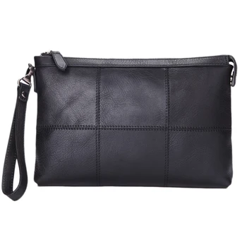 

BEAU-MISFITS Leather Men's Clutch Bag with Clips Casual Clutch Bag Wallet Wristband Handbag for 9.7 Inch IPad