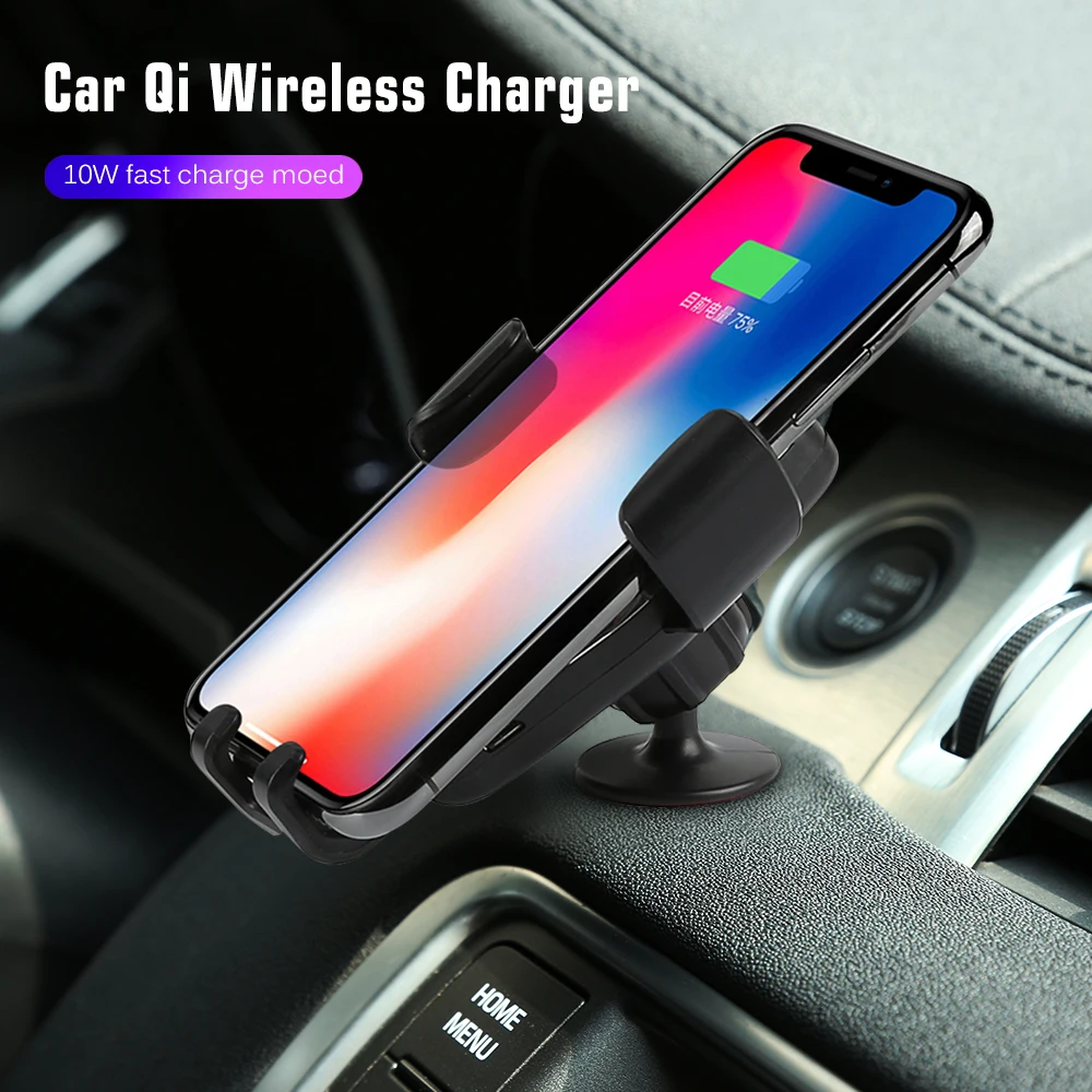 USB Настоящее автомобильное Qi Беспроводное зарядное устройство для iPhone XS Max X 8 10 Вт быстрая Беспроводная зарядка беспроводное автомобильное зарядное устройство для samsung S10