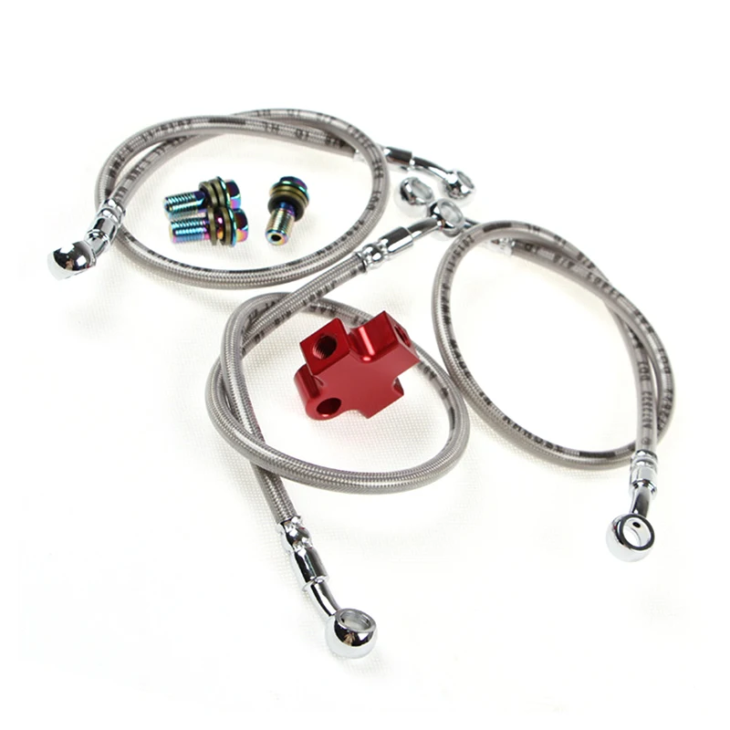 3 way адаптер Гидравлический тормозной шланг красный для мотоцикла Dirt Pit Bike ATV
