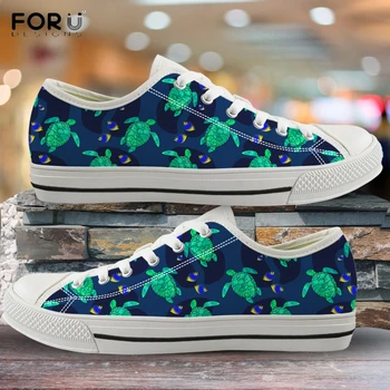 

FORUDESIGNS Green Sea Turtle Printed Woman Vulcanized Canvas Shoes 2020 Spring/Autumn Casual Women Sneaker Lace-up Shoes Ladies