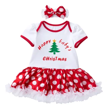 

New Pattern Dress Christmas Baby Clothing Girls Dot Suit 2019 New Year Party Dresses Infant Clothes 2pcs Set