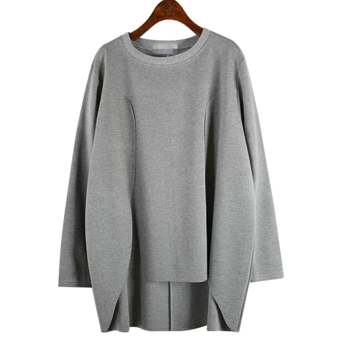 gray DMY2548 XITAO, необычная плиссированная футболка, модная, новинка, для женщин,, весенний пуловер, длинный рукав, элегантный, необычный, Повседневный, футболка, топ, DMY2548 - Цвет: gray DMY2548
