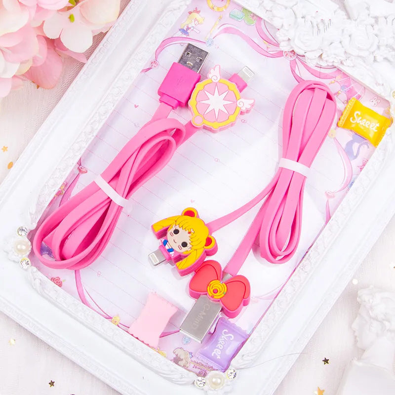 

Anime Sailor Moon USB Charging Cable Card Captor Sakura Cosplay Cartoon Mobile Phone Data Line Gift