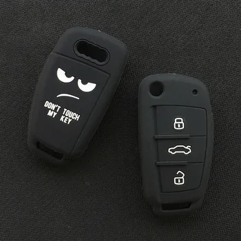 

silicone rubber key cover case shell protector for Audi A2 A3 A4 A6 A6L A8 Q7 TT 3button Key with dont touch my key