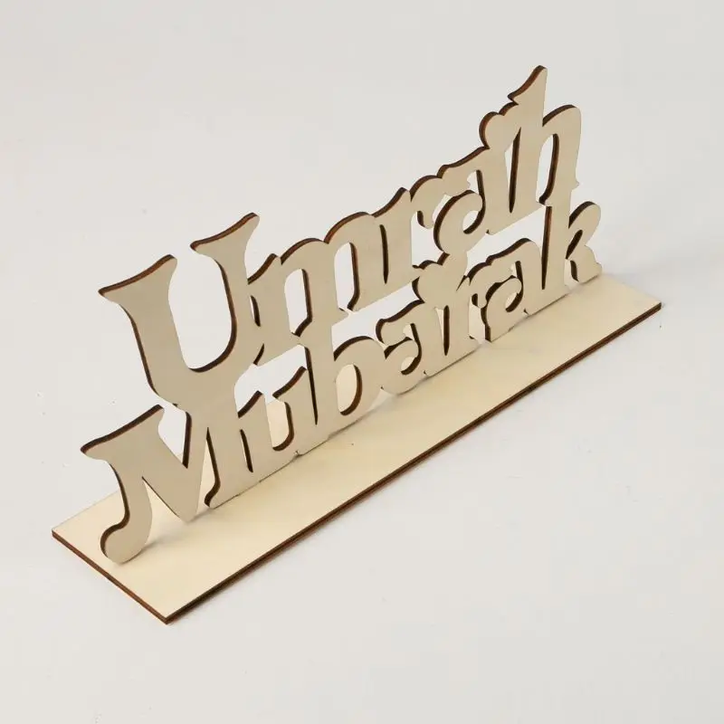

Umrah Mubarak Wooden Sign Plaque Art DIY Alphabet Ornaments Home Decoration Craft Desktop Table Ornament D08D