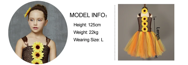 Fairy Sunflower Tutu Dress with Crochet Headband Flower Girl Birthday Party Pageant Costume Kids Autumn Princess Dresses (7)