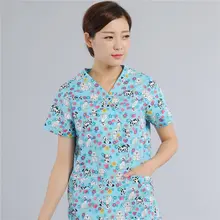 Медицинская рабочая одежда Женская мода Доктор Медсестры профессиональная дышащая v-образный вырез с принтом собаки высокое качество гигиеническая форма